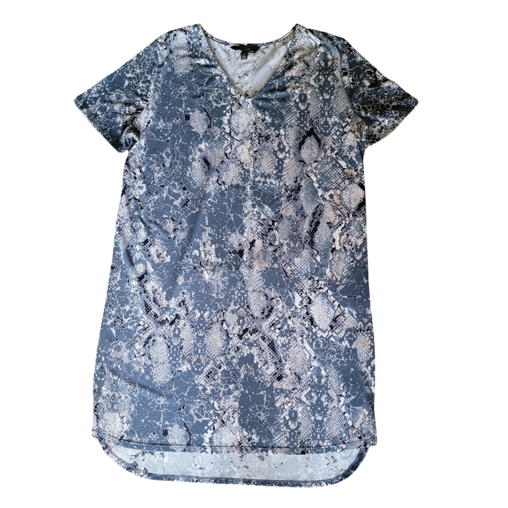 Christian Siriano Size Large Blueish Gray Snakeskin Print V-Neck Casual Dress